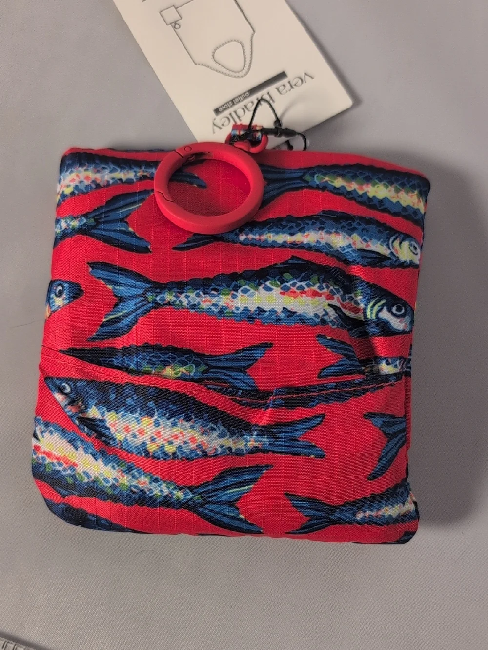 Vera Bradley Outlet Ripstop Essential Reusable Tote Bag Charm Clip in Fish Tale